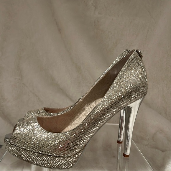 MICHAEL Michael Kors Shoes - Michael kors wedge silver sparkling shoes with 4” heel size 6 1/2